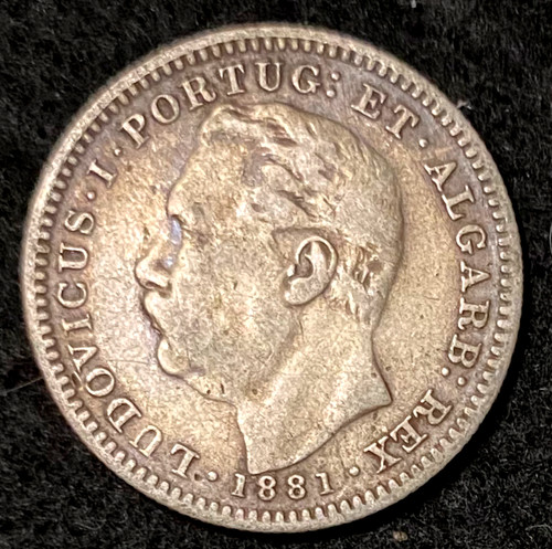 Portuguese India Luiz I 1881 Silver Half Rupias KM11 VF 140 Years Old World Coin