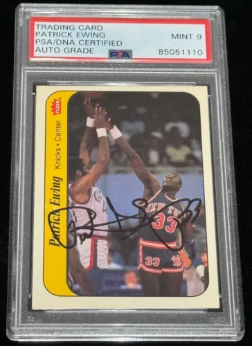 Patrick Ewing "NBA Top 75 & Dream Team" 1986 Fleer Signed Auto Rookie Card PSA 9