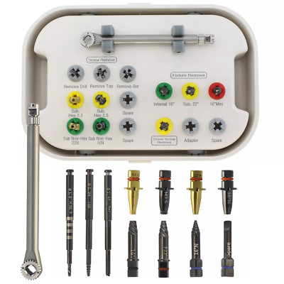 Implant Fixture & Fractured Screw Removal Kit Drill Guide Remover SOS Extractor