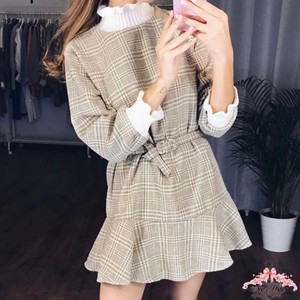 plaid turtleneck dress