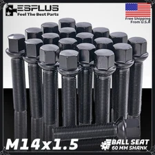 10 Volkswagen Lug Bolt 14x1.5 Black 60mm Fit Jetta/Passat/Tiguan W 30-34 Spacer
