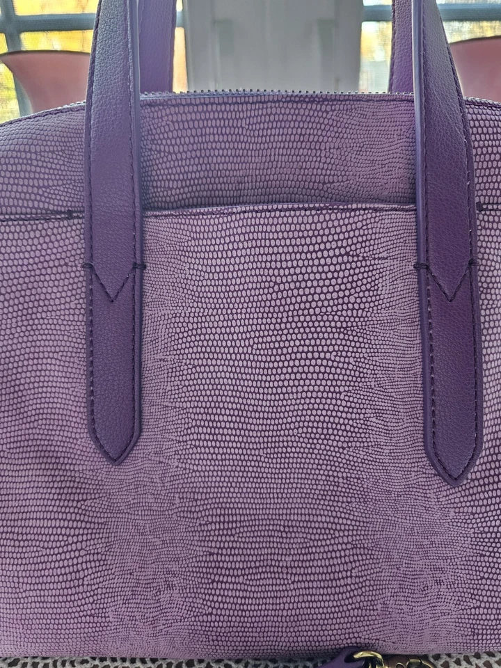 Cartera Cartera Cartera Fossil De Colección Y2K Sydney Magenta Púrpura Correa Desmontable Cierre con Cremallera Foto 4 de 4