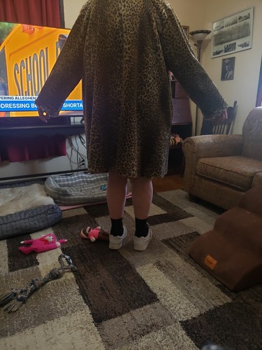 J.Percey By Marvin Richards Faux Leopard Print Wife Mob Coat - Picture 2 of 3