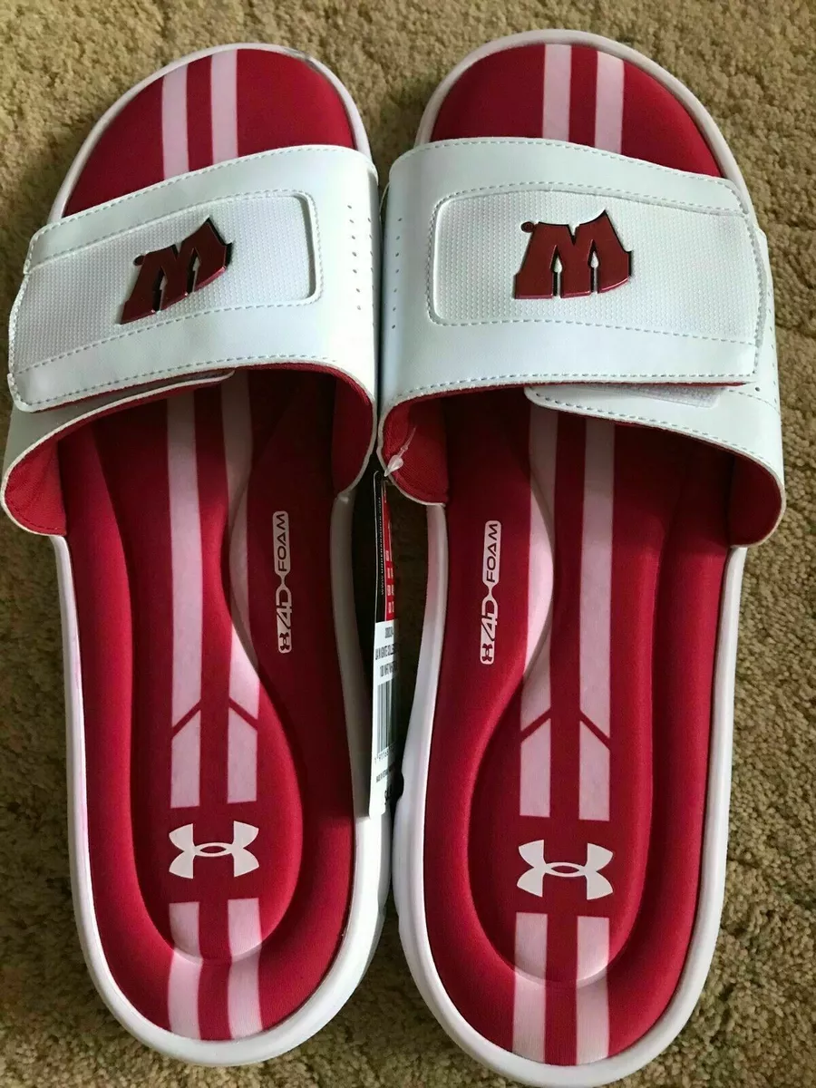 Wisconsin Badgers Under Armour Mens Ignite Collegiate V Slide Size 15