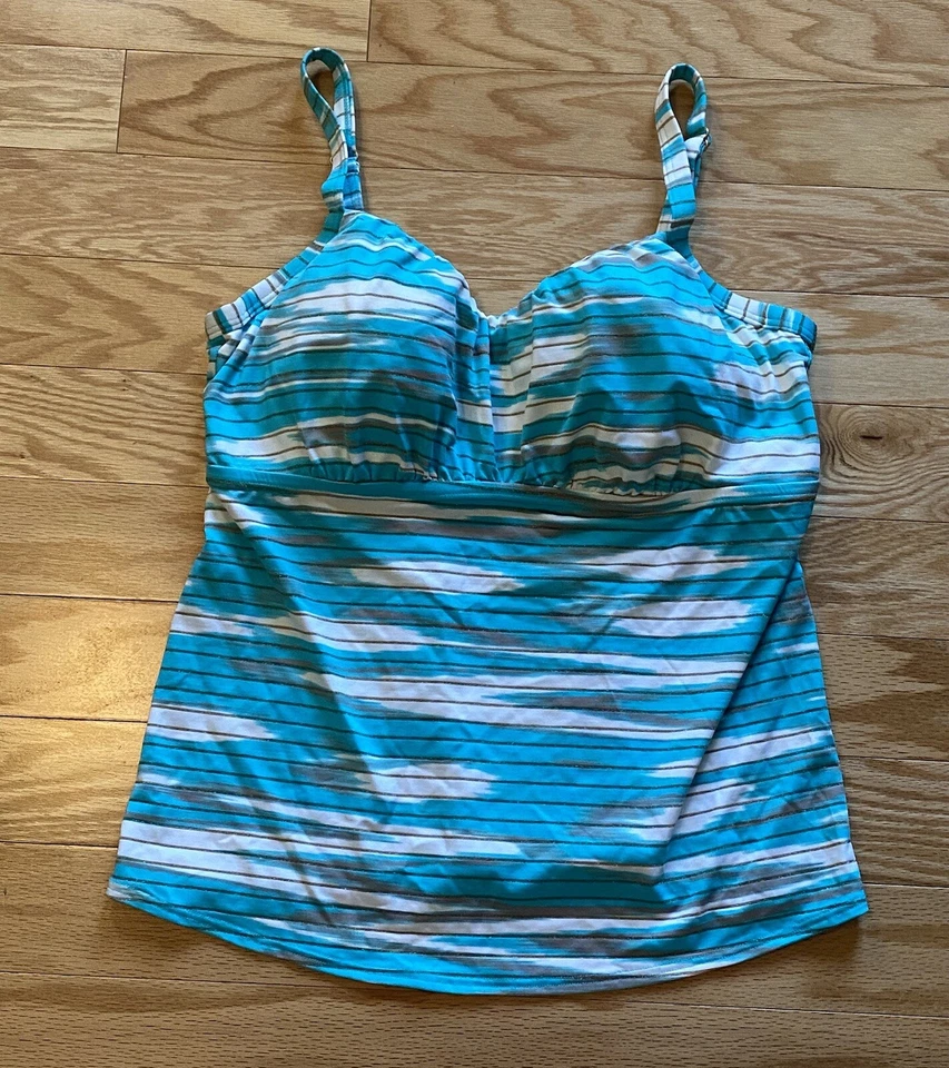 Coco Reef Bra Sized 38D Tankini Top Swimsuit Striped Underwire Adjustable Straps Foto 2 de 4