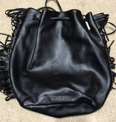 Victoria\'s Secret Black faux leather Backpack with Fringe Victoria main image 4