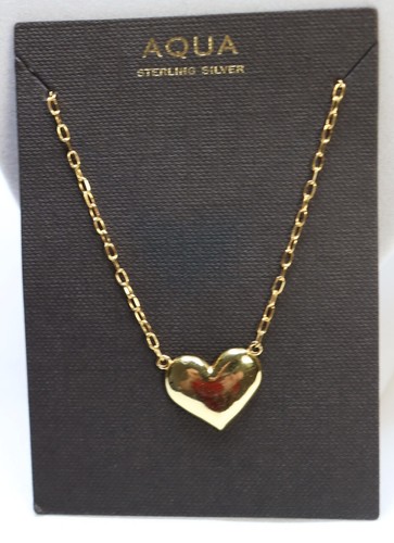 Aqua Gold over .925 Sterling Silver 15mm x 18mm Heart Pendant Necklace $70 New