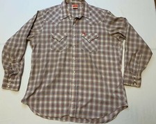 Vtg ELY Plains Men's Shirt Pearl Snaps Plaid Long Sleeve 17.5-35 USA