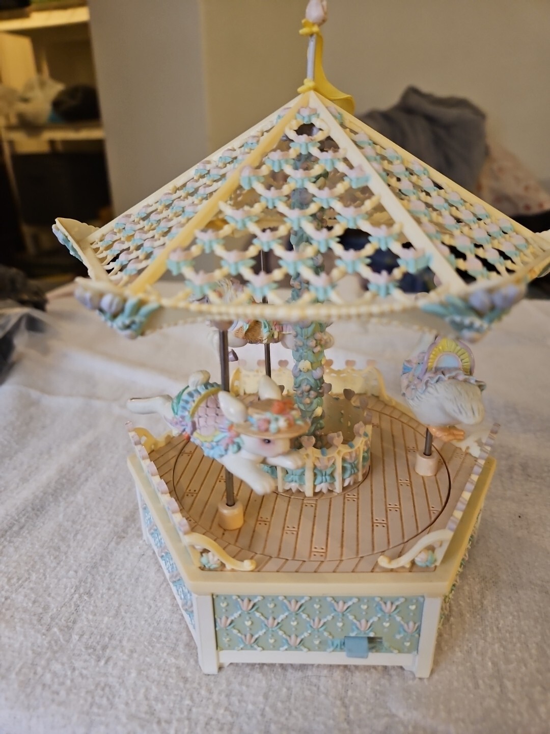 1990 Garden Gazebo Carousel by ENESCO Music Box Plays Younger Than Springtime