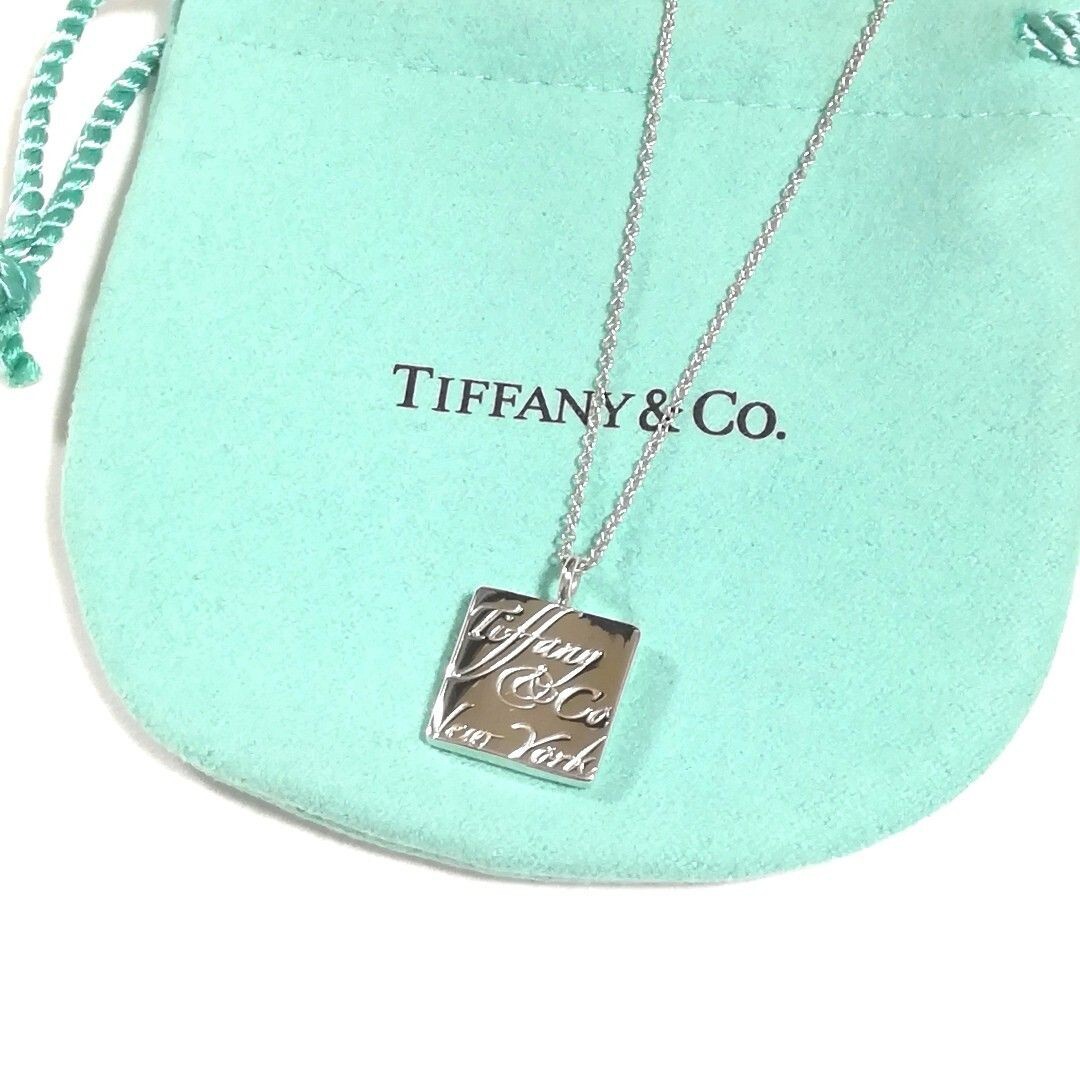 Tiffany & Co Sterling Silver 925 Notes Square Necklace Pendant 40cm