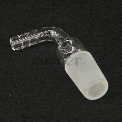 19/26 Joint Glass 90° Elbow Bend Hose Inlet Connection Adapter Lab