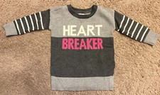 Baby GAP Girls Heartbreaker Intarsia Gray Sweater Stripes NWT