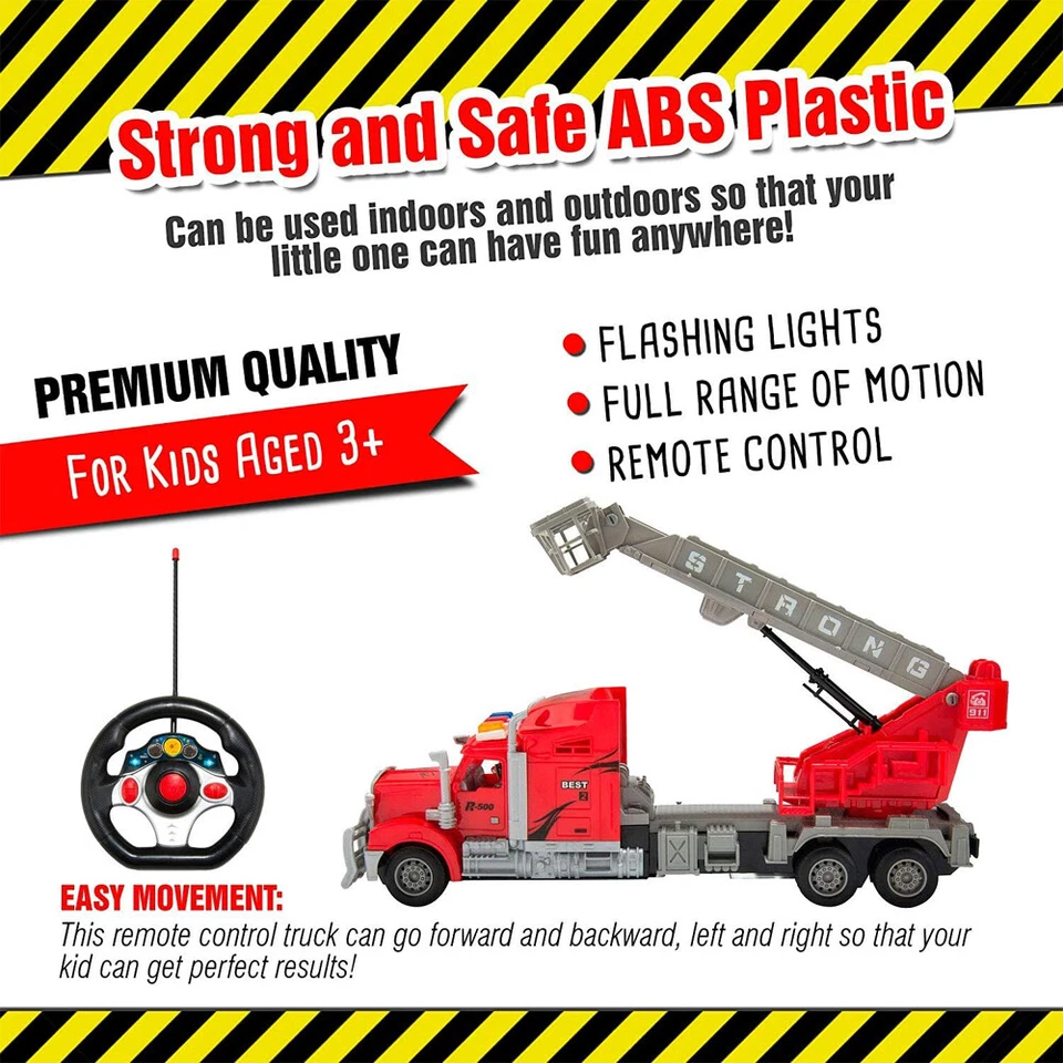 Red Battery Operated Remote Control Big Rig with Crane and Basket Kids Xmas Gift - Image 3 of 4