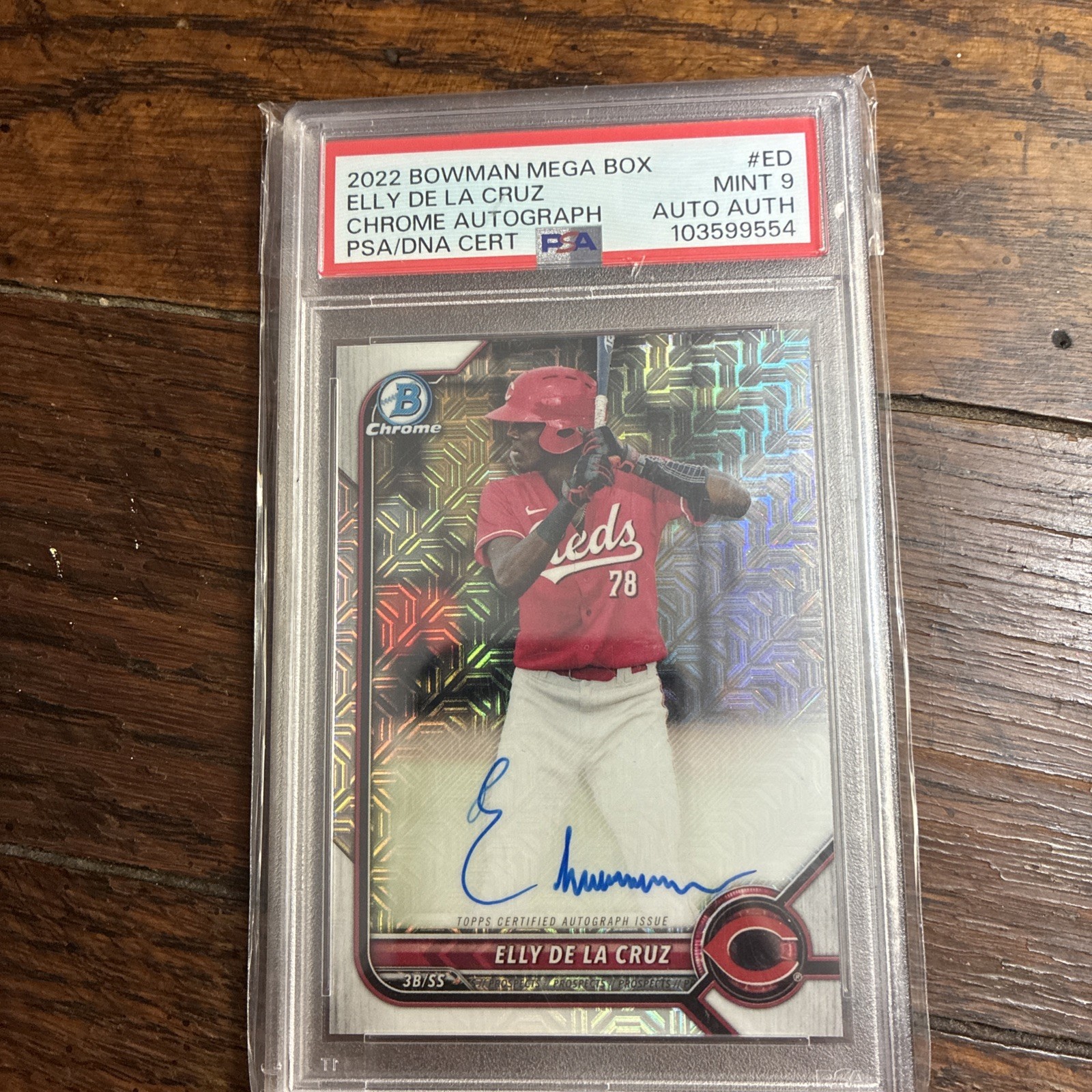 2022 Bowman Mega Box Chrome Auto Elly De La Cruz #BMA-ED Gem Mint PSA 9 Auto 10 view 4