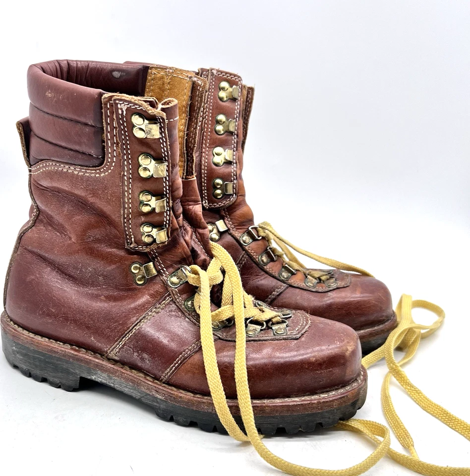 Montblanc Botas Thinsulate Para Hombres De Colección Senderismo Cuero Marrón Con Cordones Zapato de Trabajo Foto 2 de 4