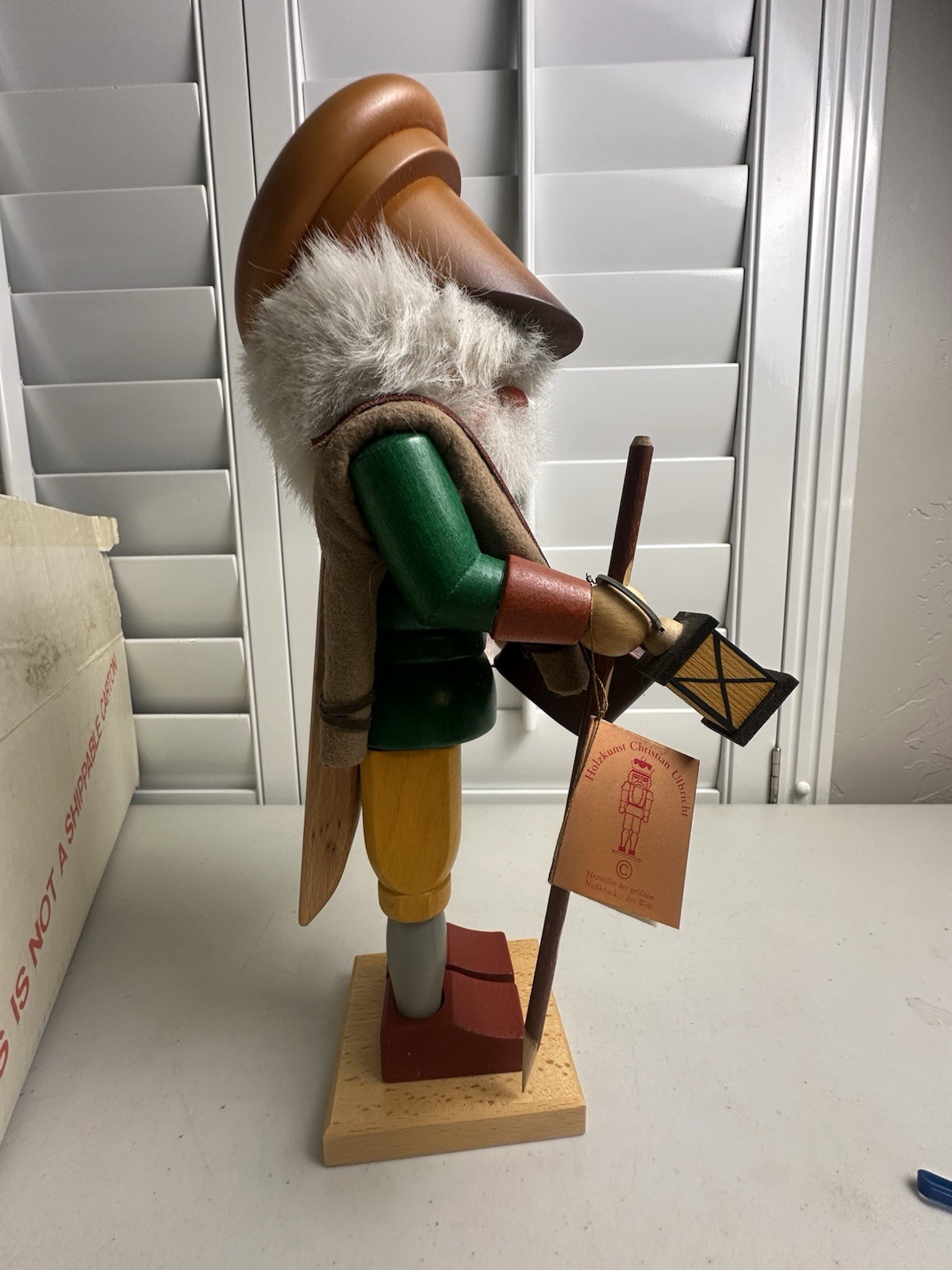 Vintage Holzkunst Christian Ulbricht  Nutcracker Tag West Germany The Texas Man