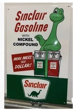 Sinclair Dino Gas Pump More Miles Per Dollar Gasoline Oil  Sign Top Quality Sign