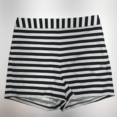 Express High-Waist Shorts Womens 00 Black & White Striped Retro Side Zip Dressy