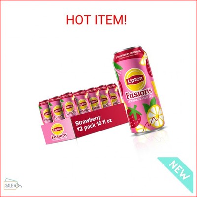 Lipton Fusions, Strawberry Lemonade & Iced Tea, 16 Fl Oz Cans (Pack of 12)