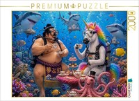 Calvendo Puzzle Sumo Wrestler And Unicorn Go Diving | 2000 Pieces, Finished Size