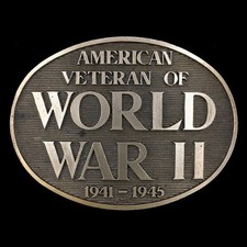 Vintage NOS American Veteran Vet World War II 1941-1945 Solid Brass Belt Buckle