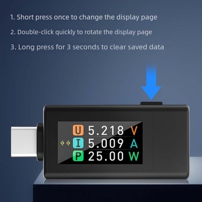 Type C Multifunction Digital Voltage Current Meter KWS1902L 430V Max 12A Tester