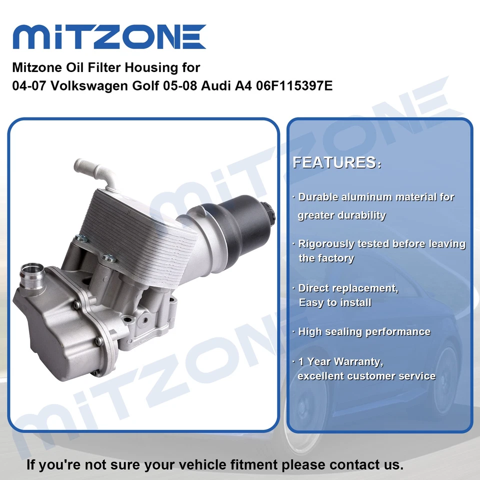 Carcasa filtro aceite Mitzone para 04-07 Volkswagen Golf 05-08 Audi A4 06F115397E Foto 2 de 4