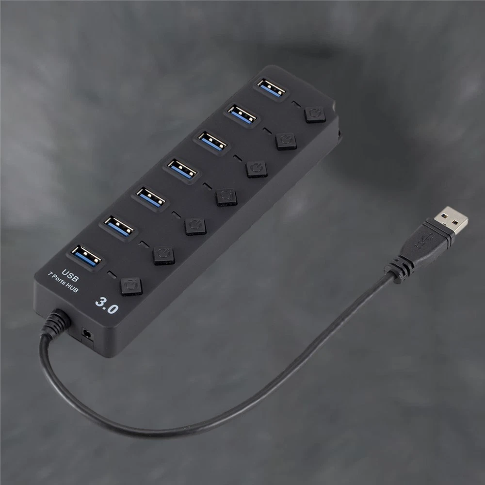7-Port USB Hub with High-Speed Data Transfer & Multi-Device Connectivity