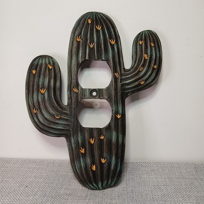 3D Polyresin Rustic Vintage Style CACTUS WESTERN Power socket cover