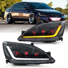 1set Red Devil Eye Led Projector Headlight For Honda Accord 2003-2007 Head Lamp 1set Red Devil Eye Led Projector Headlight For Honda Accord 2003-2007 Head Lamp