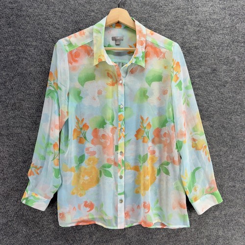 Chemise Femme J. Jill Taille 4 En Jean Bleu - Manches Longues, Boutonnage Devant, Occasion Très Bon état