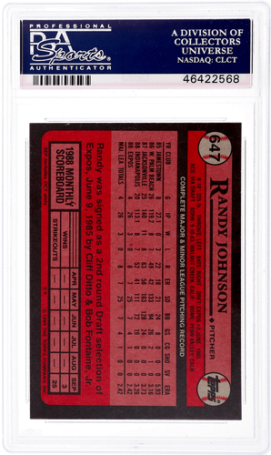 1989 Topps Randy Johnson #647 PSA 10 - Picture 2 of 2