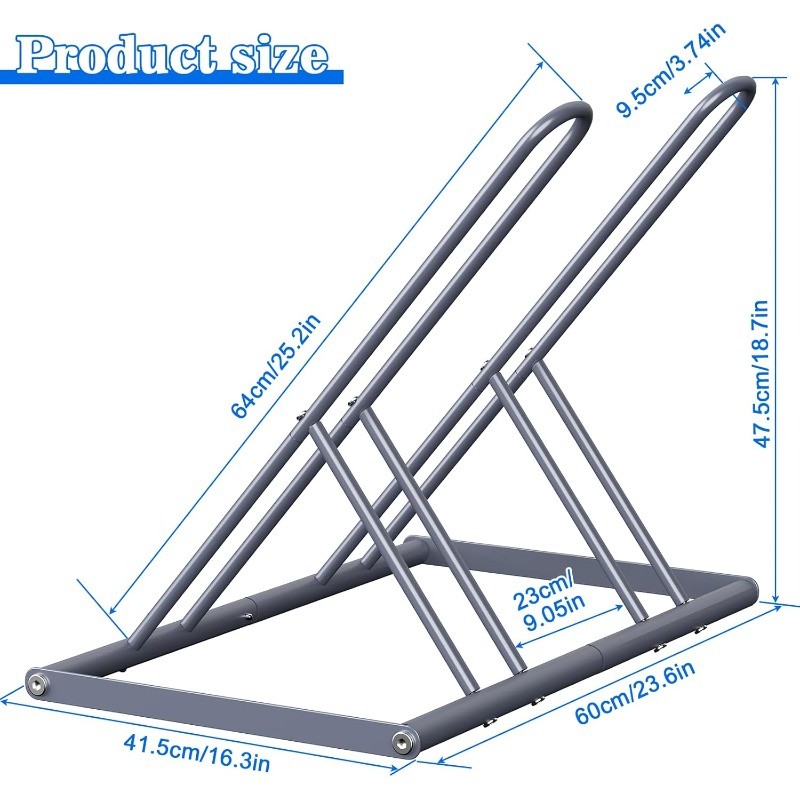 Heavy Duty Bike Stand for Garage, Outdoor For Mountain Floor Bike Rack, Silver