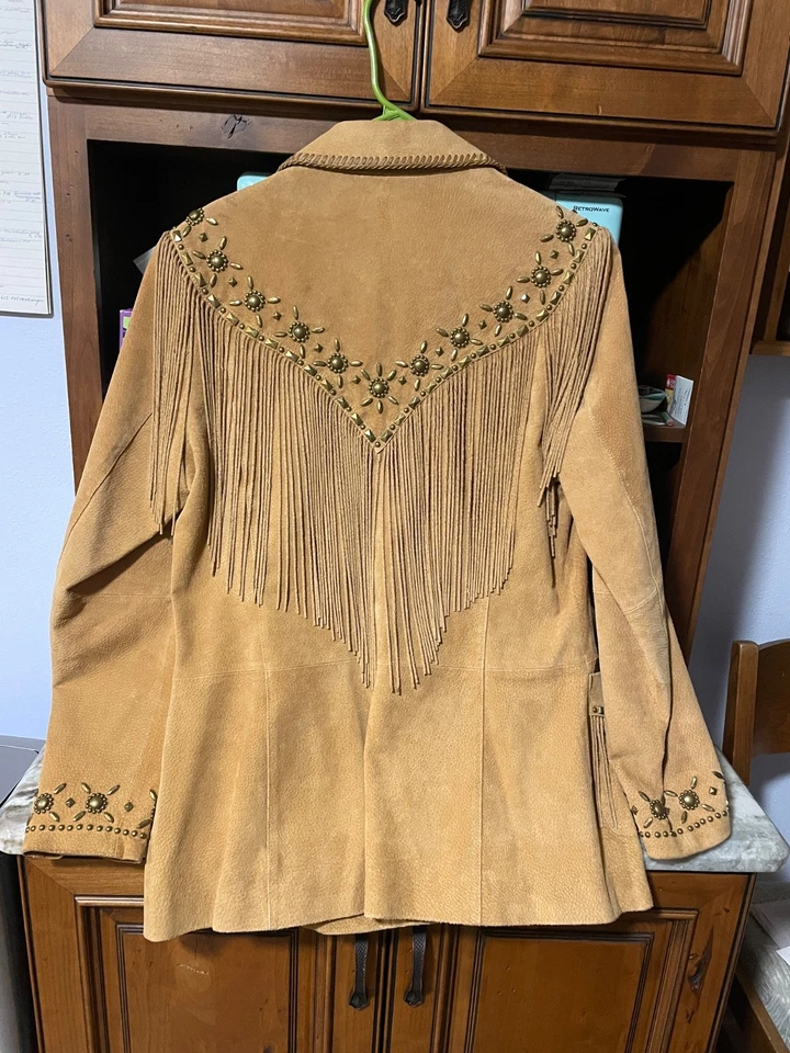 Chaqueta vintage con flecos de cuero Cripple Creek para mujer talla L Foto 3 de 4