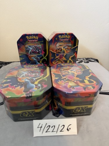Lot of 4x Pokemon TCG Mega Charizard X + Y ex Tin Bundle Sealed