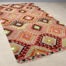 Tappeto Kilim Antico Cotone Lana Nodo Fine 321 x 160 cm Originale