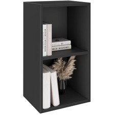 2 Tier Small Bookcase Cube Storage Bookshelf Wooden Shelving Display Unit