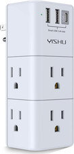 3 sided swivel power strip 6 outlet extender 3 usb ports surge protector plug