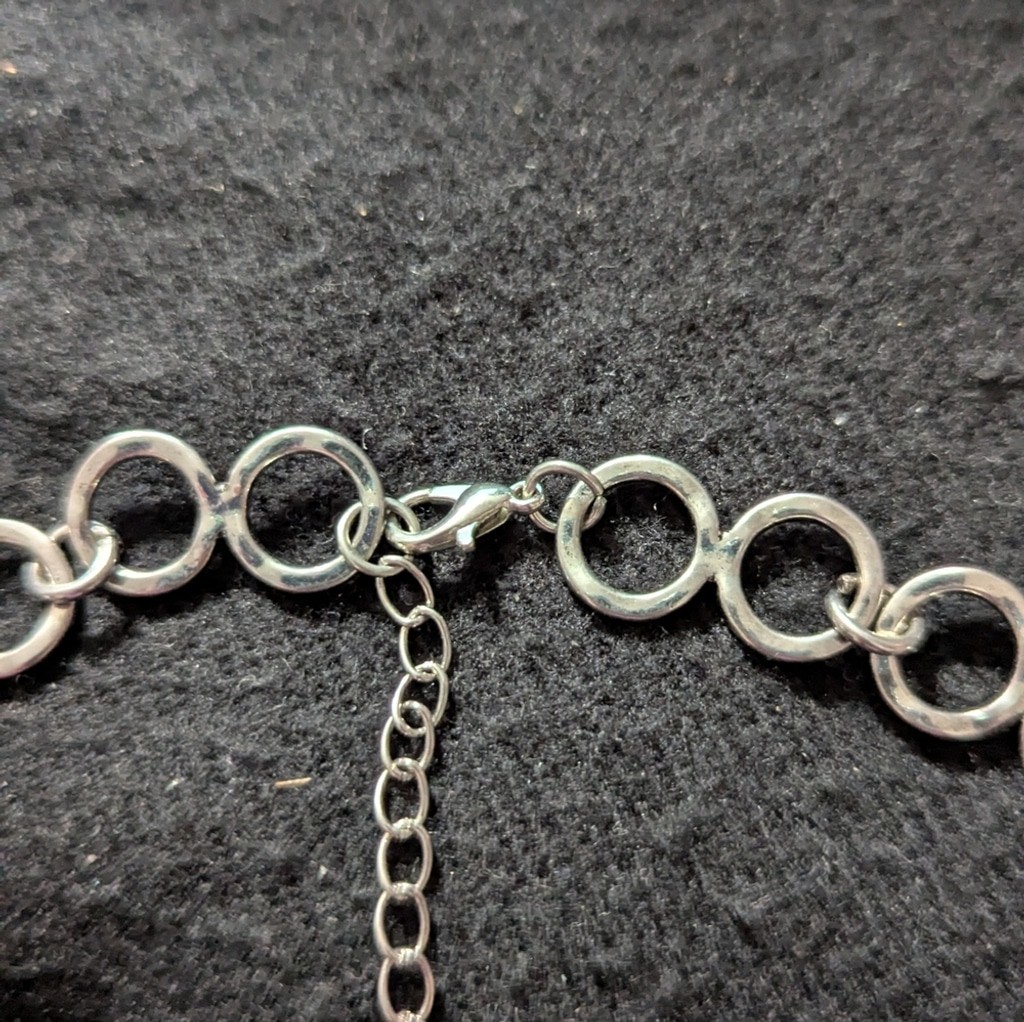 Silver Tone Interlocking Rings Chain Statement Ne… - image 5