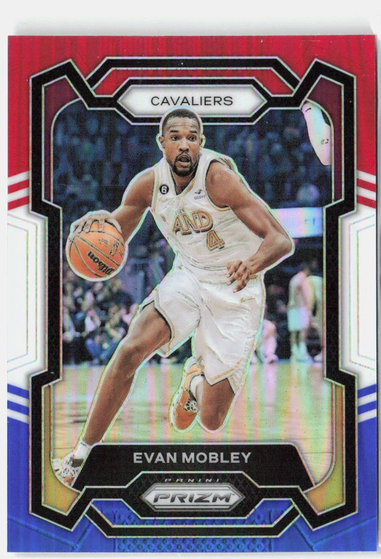 2023-24 Panini Prizm #55 Evan Mobley Prizms Red White and Blue