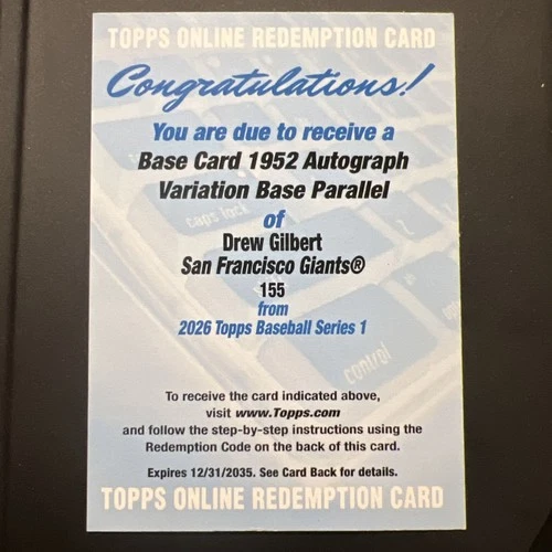 2026 Topps Series 1 Drew Gilbert Base (RAW)