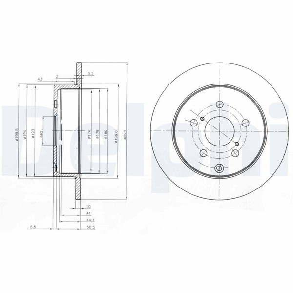 2X Delphi Bremsscheibe BG4051 FüR Corolla Toyota Verso ZNR10_ ZNR10R ZNR11_-image