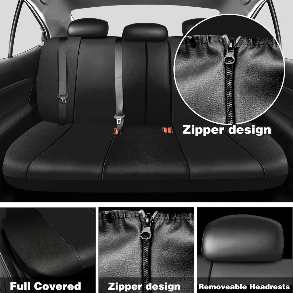For Volkswagen Car Seat Covers 5-Seats Full Set PU Leather Front+Rear Protector - Image 4 of 4