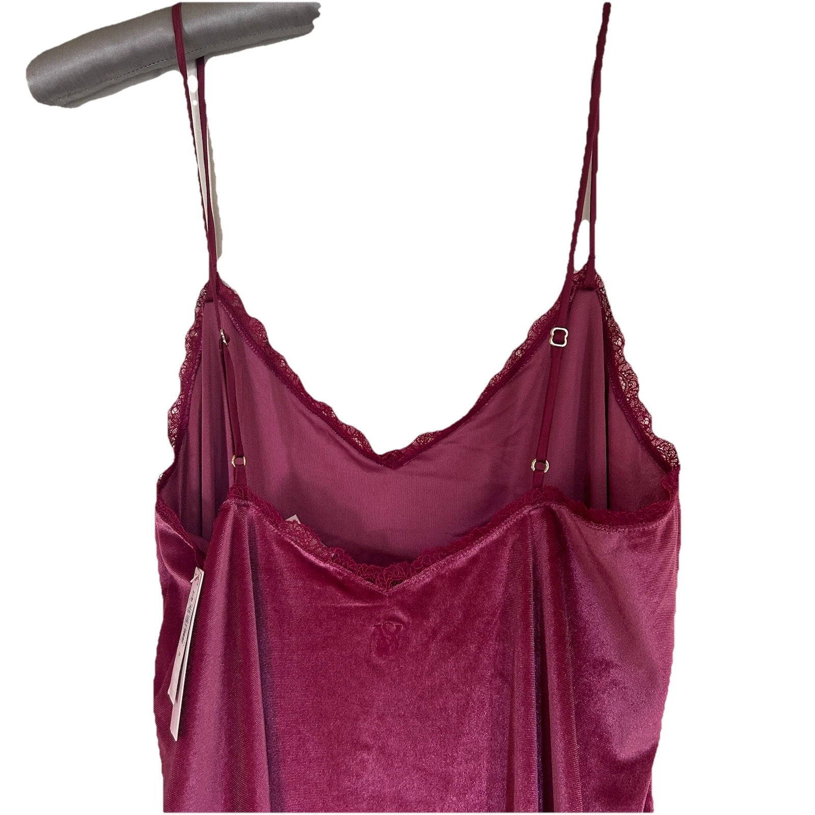 UNDERCOVER Abito Victoria Secret velluto slip stile camicia corto rosa donna taglia S nuovo con etichetta