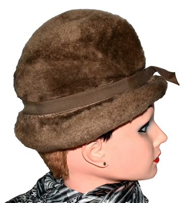 Real Fur Vintage Bucket Hat Lady Faux Fur Bucket Cap Bush Hat Wide Brim Fluffy Winter  main image 3