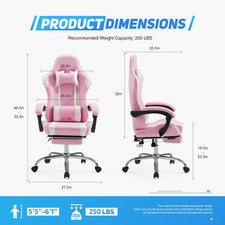 Ergonomic Gaming Chair Headrest and Lumbar Pillow,Height Adjustable 36 5