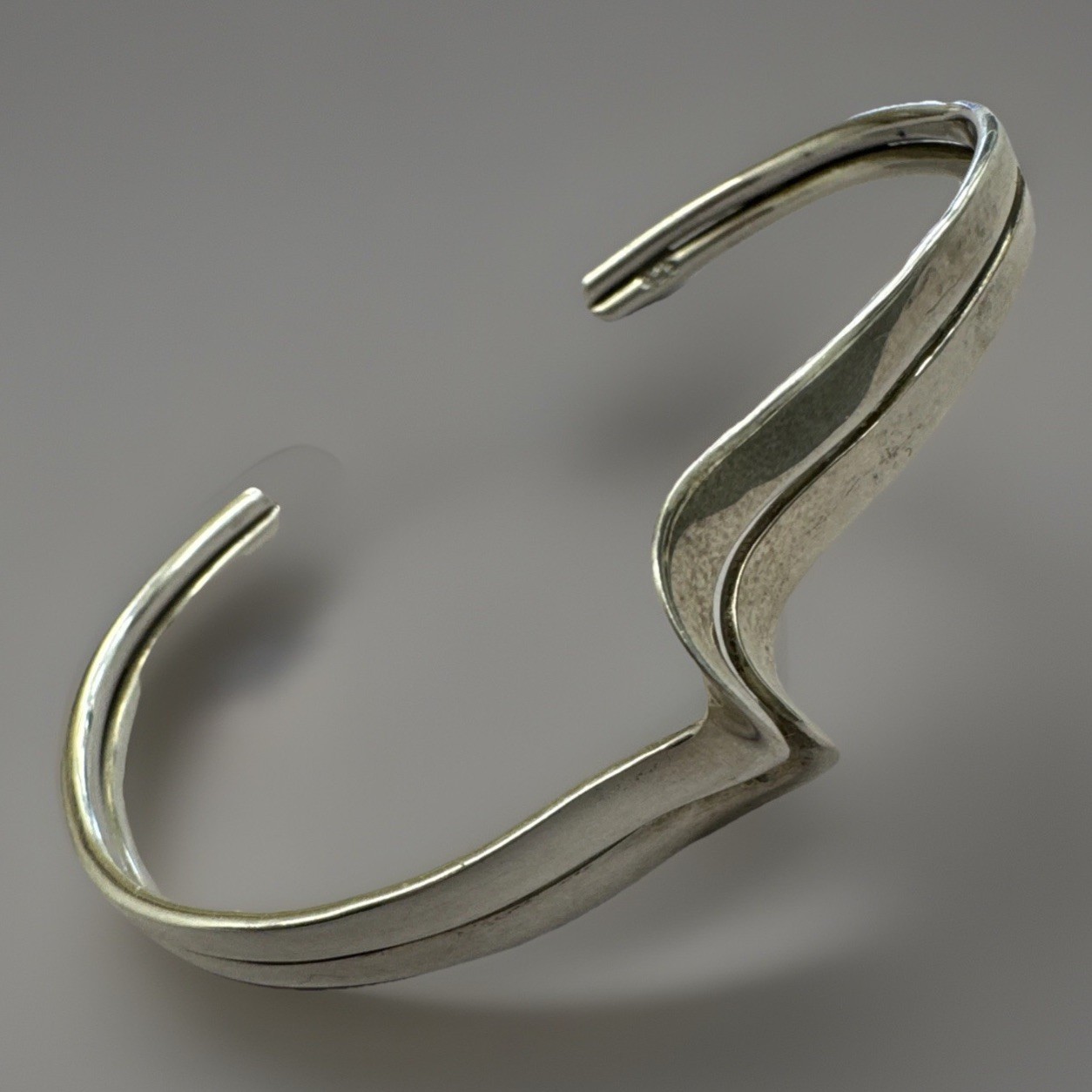Solid Sterling Silver 925 Wave Twist Cuff Bangle … - image 1