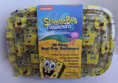 SPONGEBOB SQAREPANTS 20 Piece Meal Prep Food Storage Containers NEW! Free Ship!