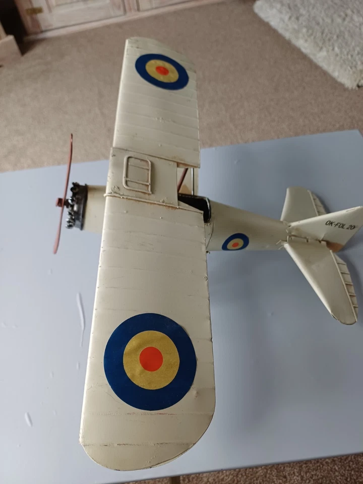 Placa de hojalata grande modelo de metal bi avión avión RAF decoración adorno Foto 4 de 4