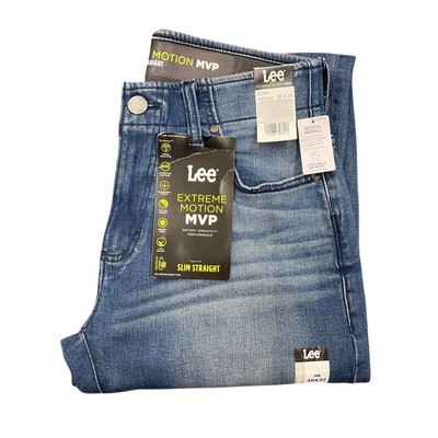 NWT Lee Men's Extreme Motion MVP Slim Straight Stretch Wicking Denim Jeans Soar